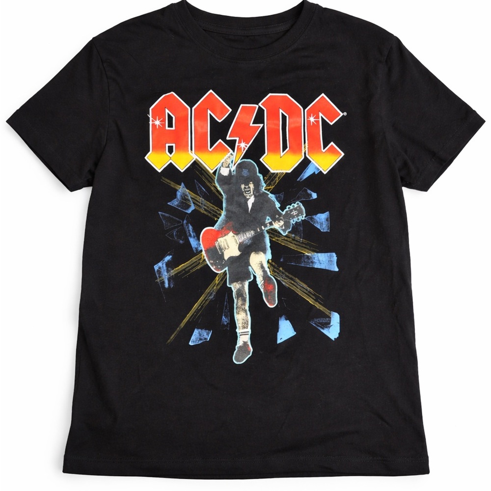 AC/DC Kids Graphic Tee Size L 10/12 Black Band Shirt Rock T-Shirt